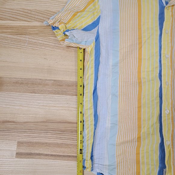 Free Assembly Shirt Men's Small Yellow Striped Seersucker Cotton Button Up - Picture 10 of 12